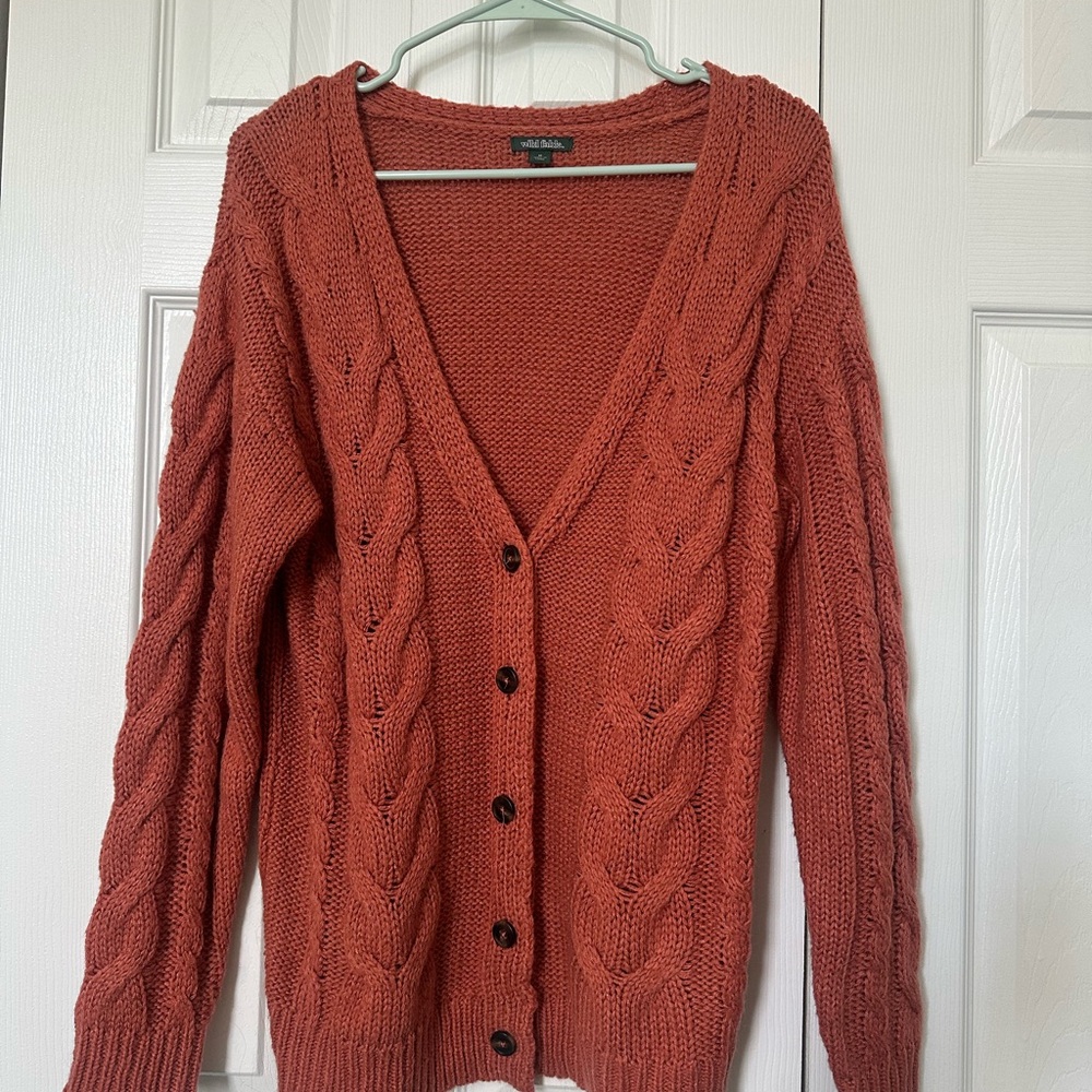 Wild Fable Rust Cable Knit Cardigan